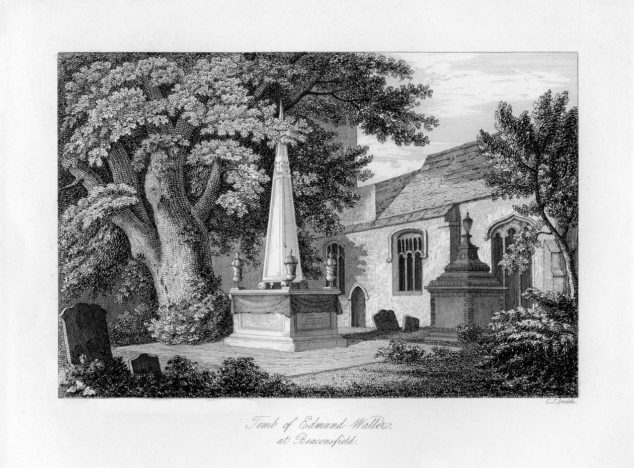 Edmund Wallers grav, Beaconsfield, Buckinghamshire, 1840. av Charles J. Smith