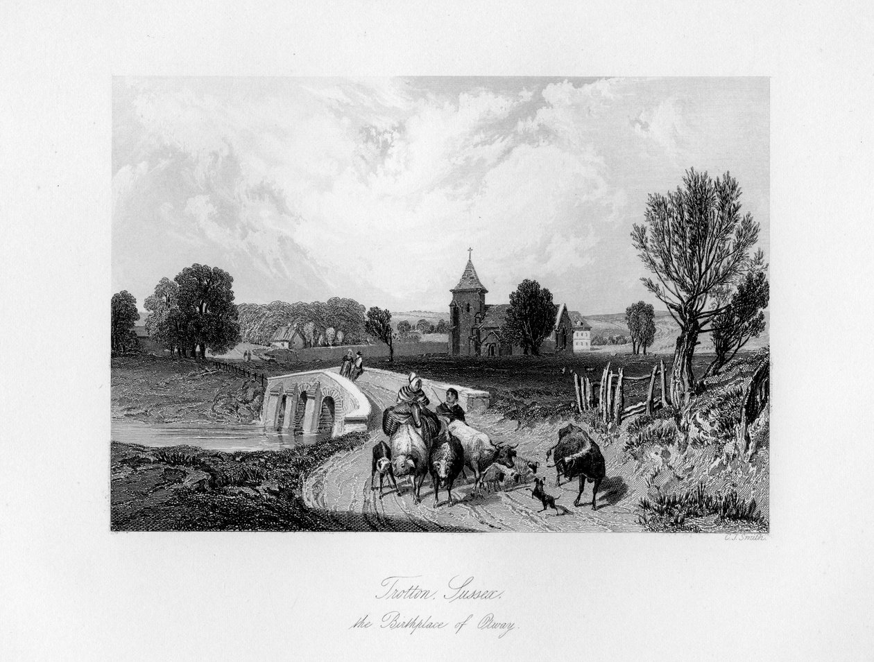 Trotton, Sussex, fødestedet til Otway, 1840 av Charles J. Smith