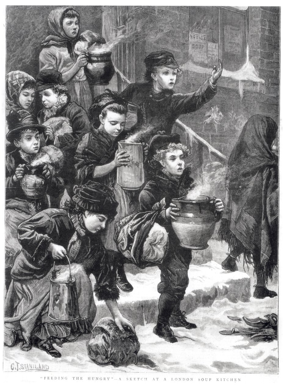 Feeding the Hungry, A London Soup Kitchen, 1880 av Charles J. Staniland
