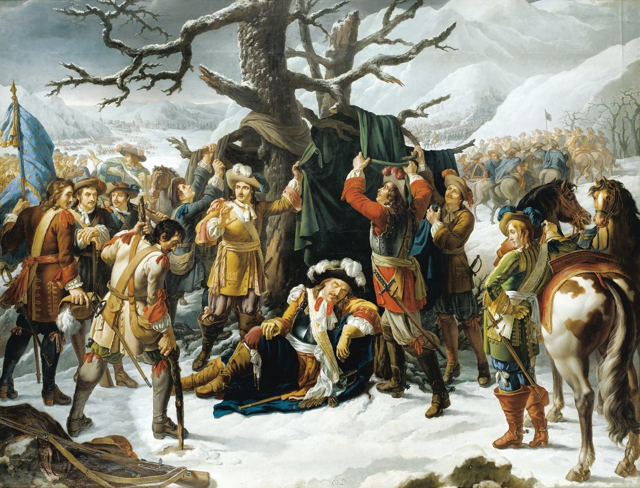 Maréchal de Turenne sover på kvelden før slaget ved Turckheim av Charles Jacques Lebel