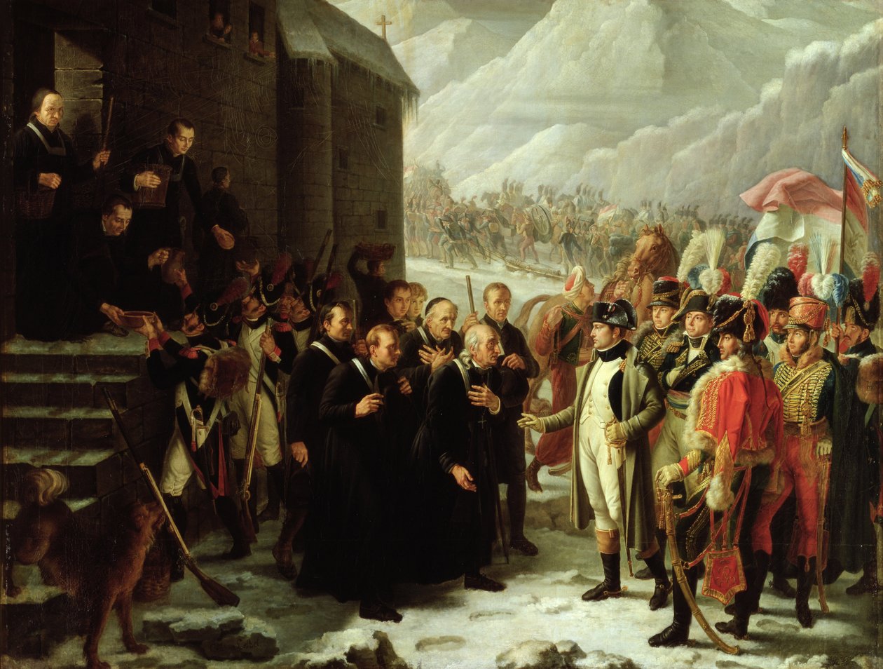 Den første konsulen som besøkte hospitset i Mont Saint-Bernard, 20. mai 1800, 1810 av Charles Jacques Lebel