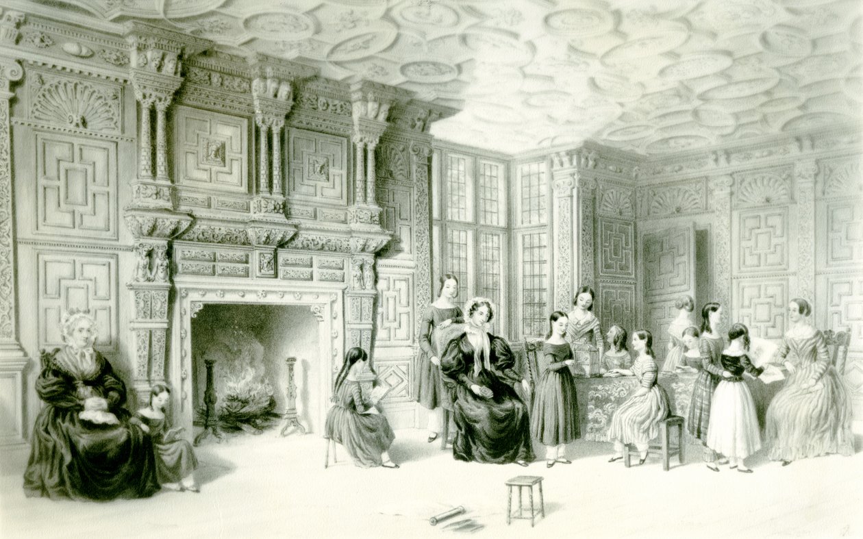 Skolestua ved Campden House, ca. 1840 (gravering) av Charles James Richardson
