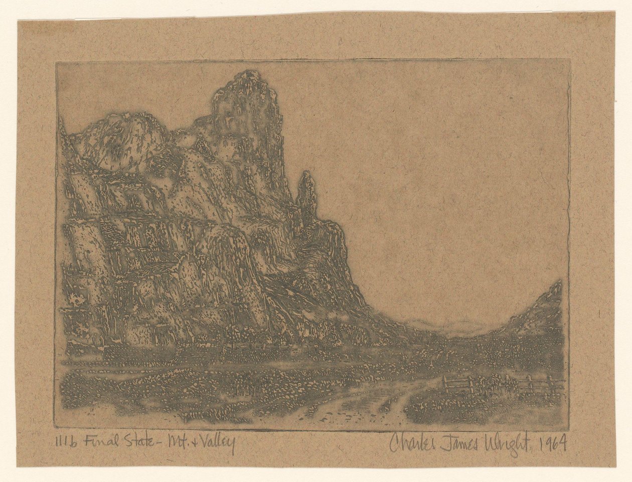 Landskap med bratt fjell av Charles James Wright (signed by artist)