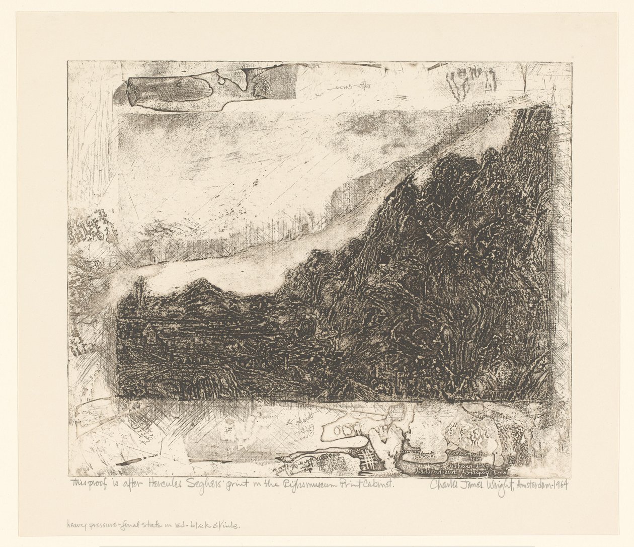 Steinete landskap med veier og en elv av Charles James Wright (signed by artist)