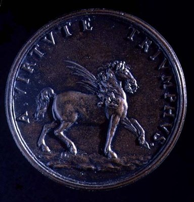 Portrettmedalje av Gian Lorenzo Bernini, baksiden av en bevinget hest av Charles Jean Francois Cheron
