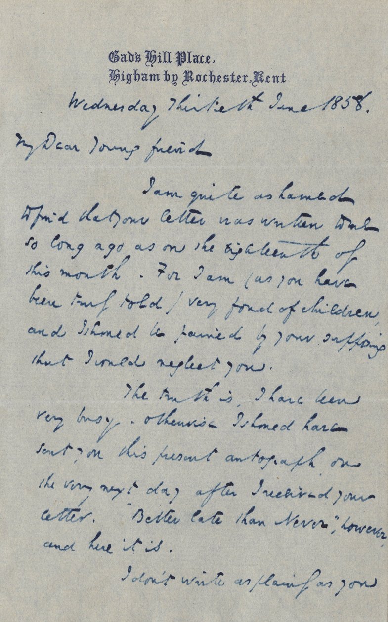 Brev til Francis G. Waugh, 30. juni 1858 av Charles John Huffam Dickens
