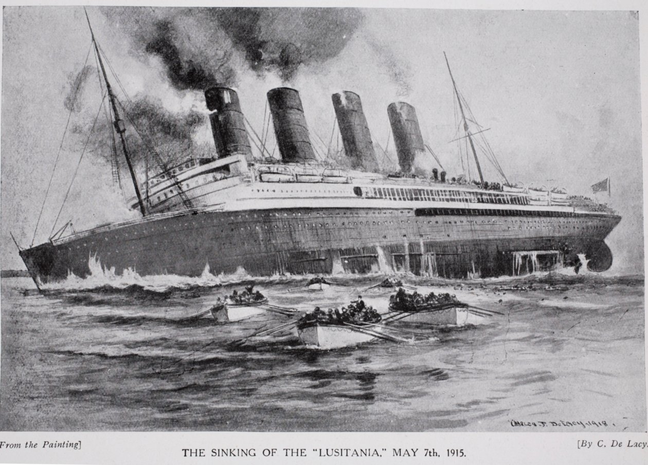 The Sinking of the Lusitania, 7. mai 1915, illustrasjon fra 