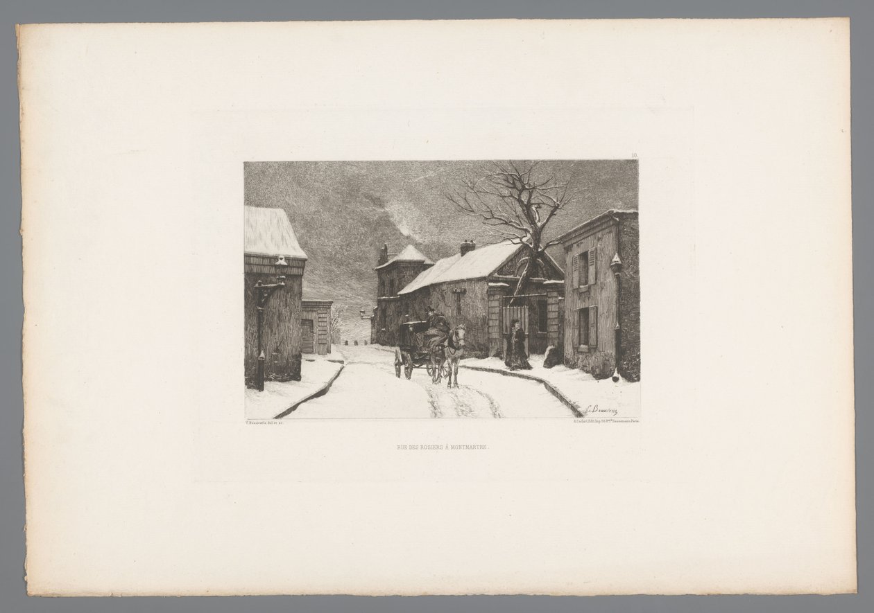 Gezicht op de Rue des Rosiers i Montmartre Rue des Rosiers i Montmartre (tittel på objekt) Frankrike etsen uit 1875 (serietittel) Etsning i 1875 (serietittel) av Charles Joseph Beauverie