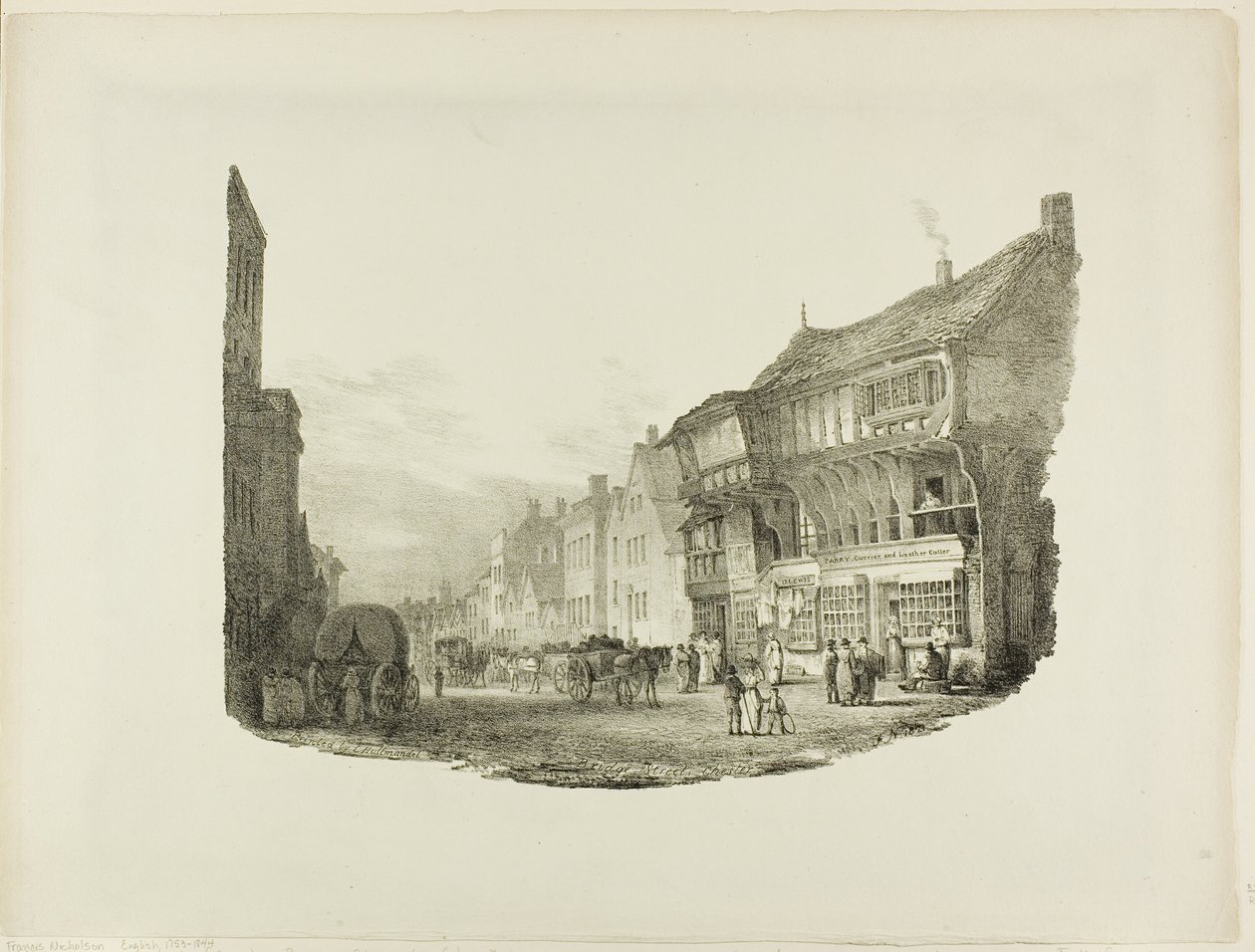 Bridge Street, Chester, fra Lithographic Impressions of Sketches From Nature av Charles Joseph Hullmandel