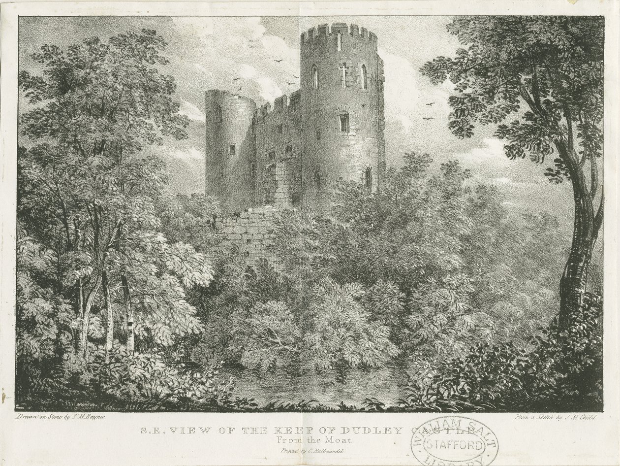 Dudley Castle - The Keep: gravering, nd [c 1825] (trykk) av Charles Joseph Hullmandel
