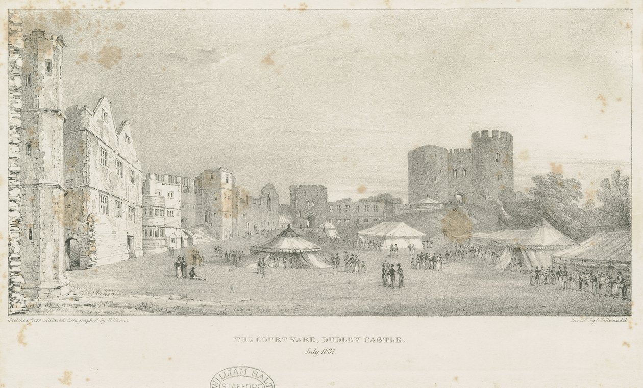 Dudley Castle - The Keep: litografi, juli 1837 (trykk) av Charles Joseph Hullmandel