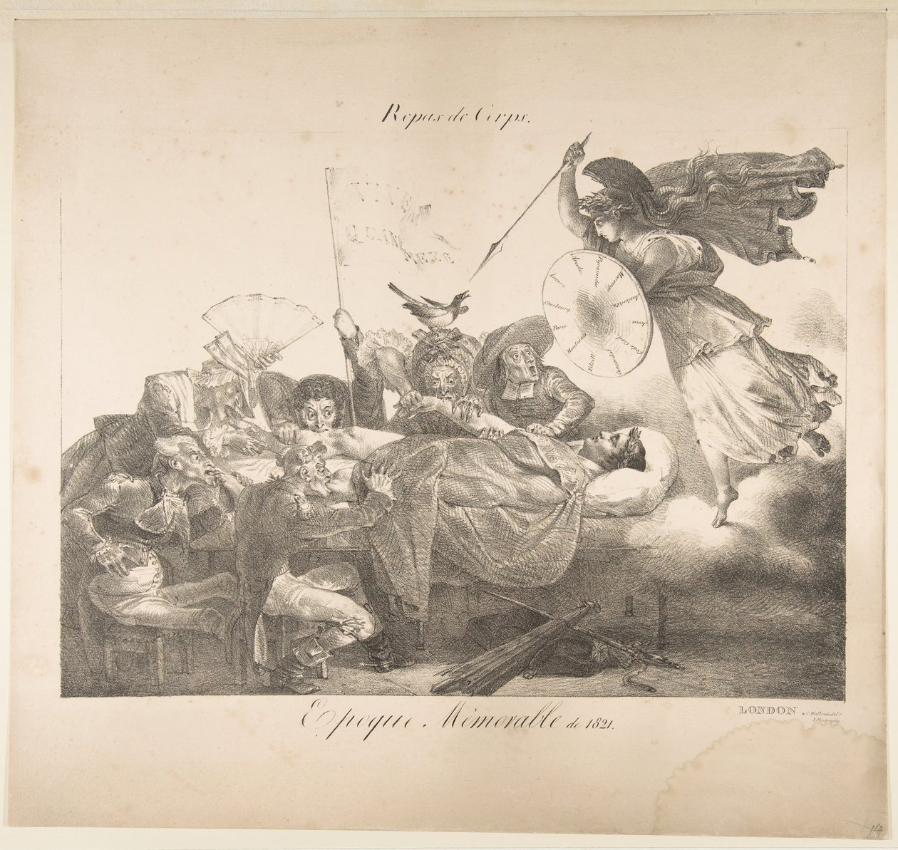 Kroppsmåltid. Minneverdig epoke fra 1821, 1821. av Charles Joseph Hullmandel