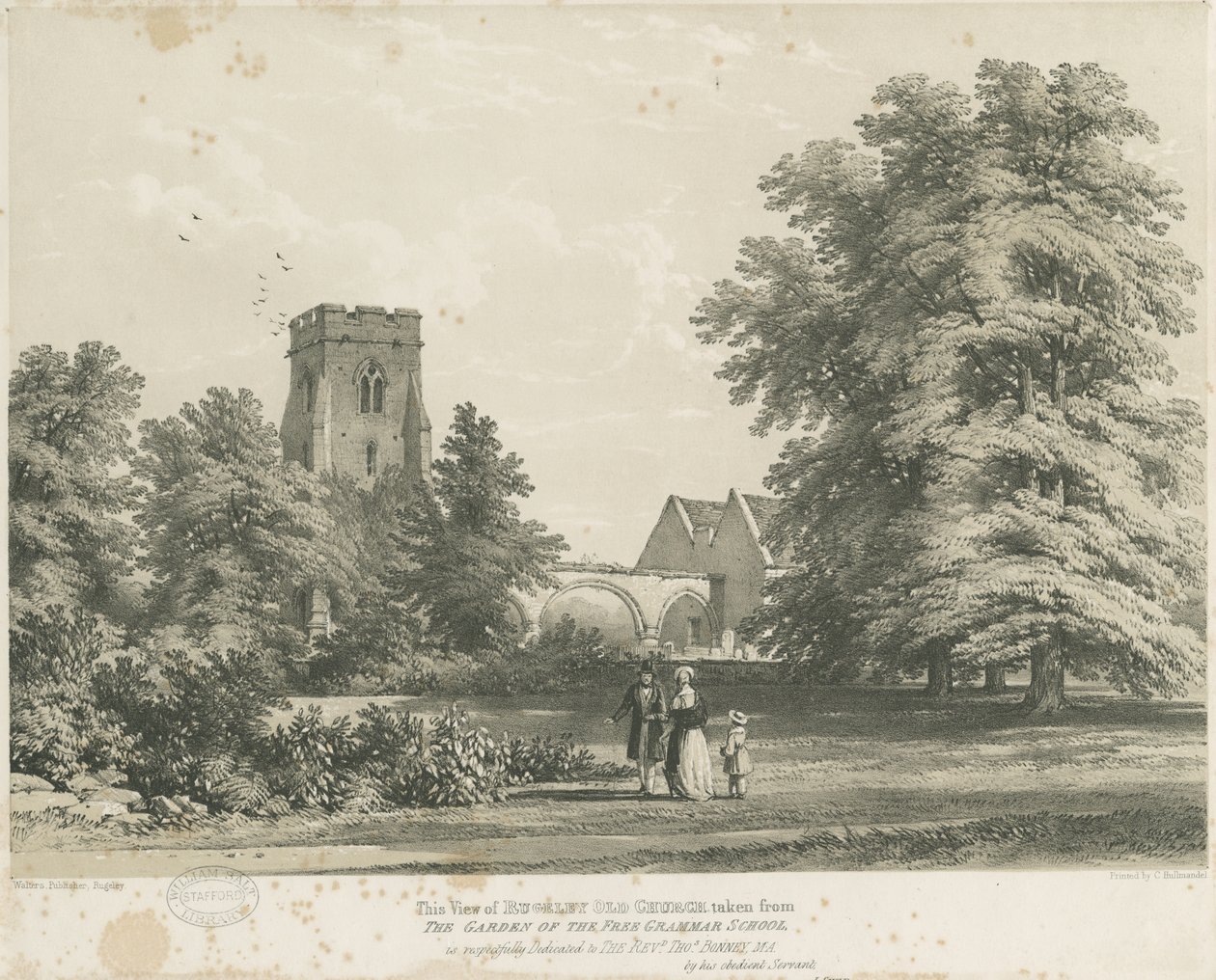 Rugeley kirke av Charles Joseph Hullmandel