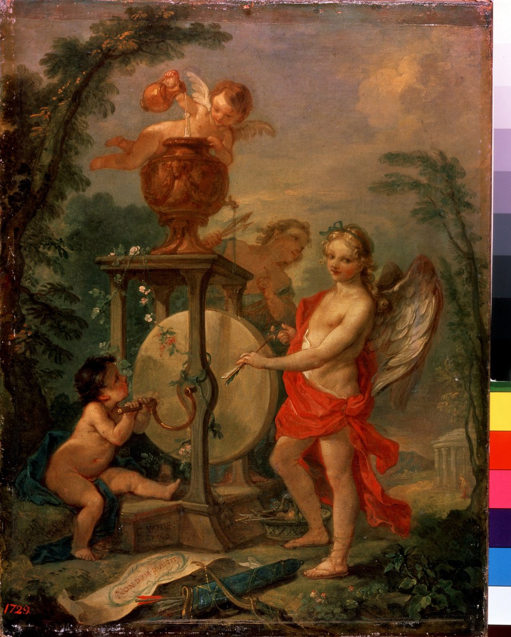 Amor som skjerper en pil. Maleri av Charles Joseph Natoire (Charles-Joseph Natoire av Charles Joseph Natoire