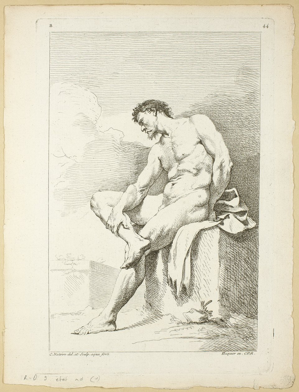 Figur, fra Second book of figures of Academys gravert delvis av professorene ved Royal Academy av Charles Joseph Natoire