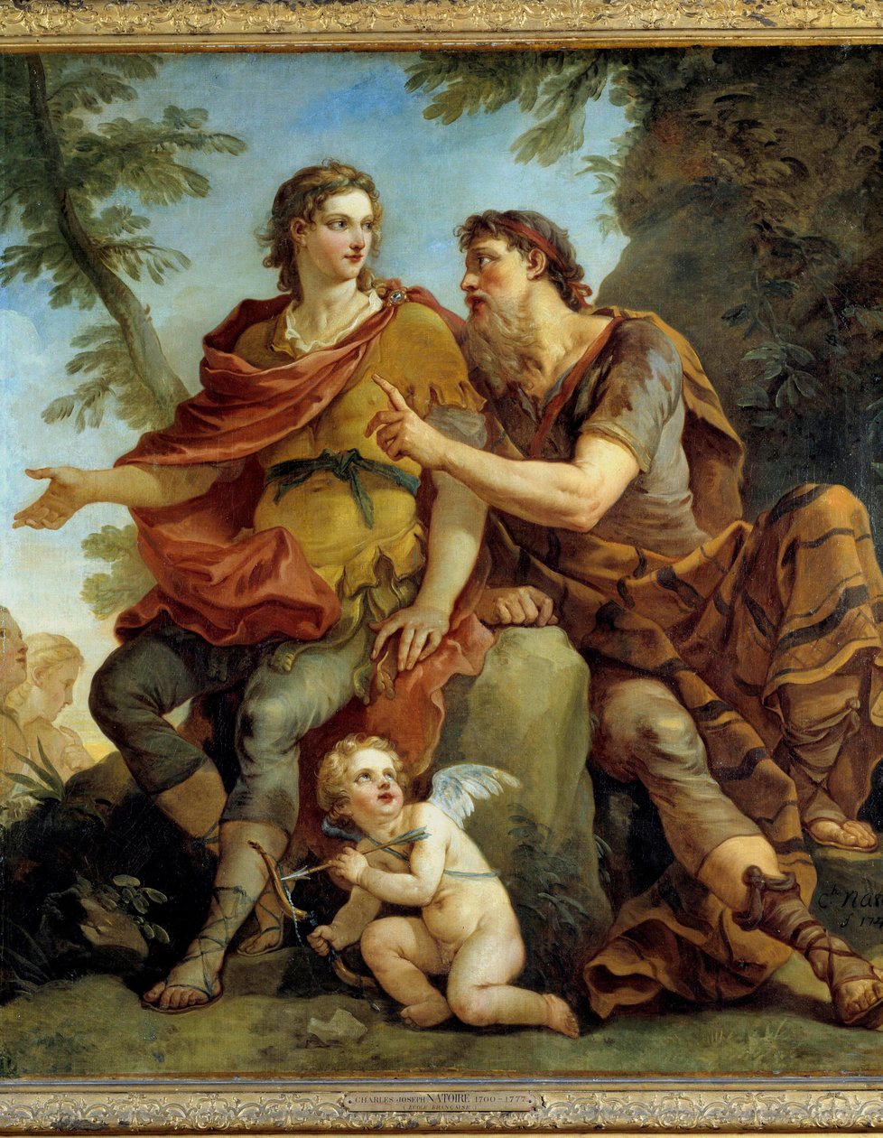 Historien om Telemaque "" Telemaque lytt til rådene fra Mentor"". Maleri av Charles Joseph Natoire (Charles-Joseph Natoire av Charles Joseph Natoire