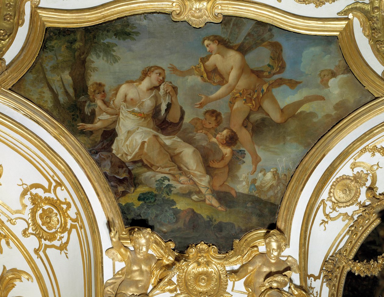 Psyche samlet av Zephir Takmaleri av Charles Joseph Natoire (Charles-Joseph Natoire av Charles Joseph Natoire