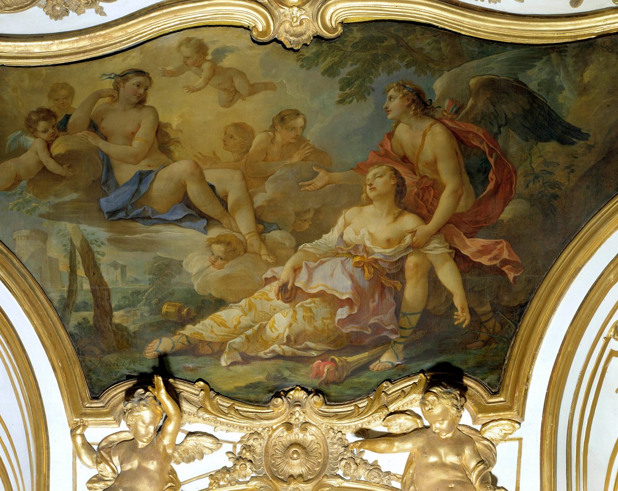 Psykisk feil av frykt i nærvær av Venus Takmaleri Charles Joseph Natoire (Charles-Joseph Natoire av Charles Joseph Natoire