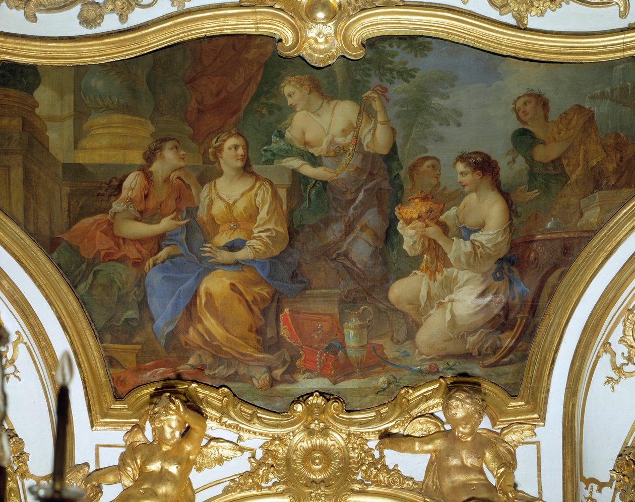 Psyche viser sine tresors til søstrene. Takmaleri av Charles Joseph Natoire (Charles-Joseph Natoire av Charles Joseph Natoire