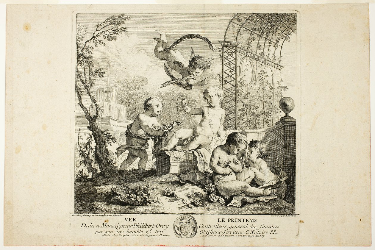 Spring, tallerken en fra The Four Seasons av Charles Joseph Natoire
