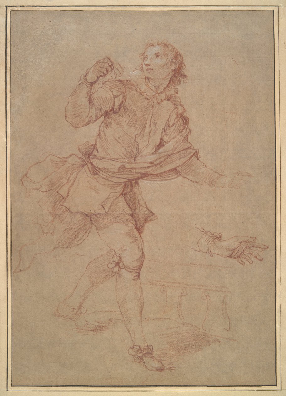 Studie av en ung mann, studie for billedvev, Sancho av Charles Joseph Natoire