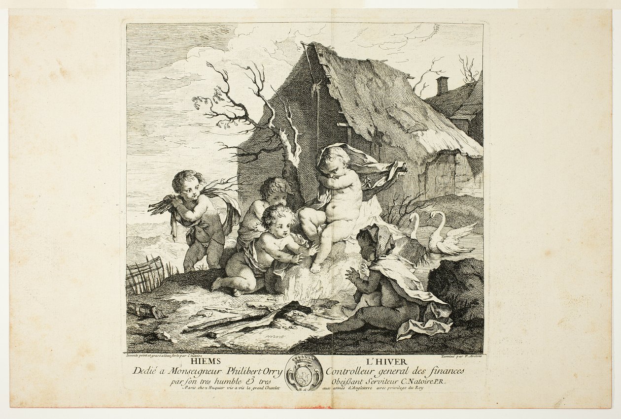 Vinter, tallerken fire fra The Four Seasons av Charles Joseph Natoire