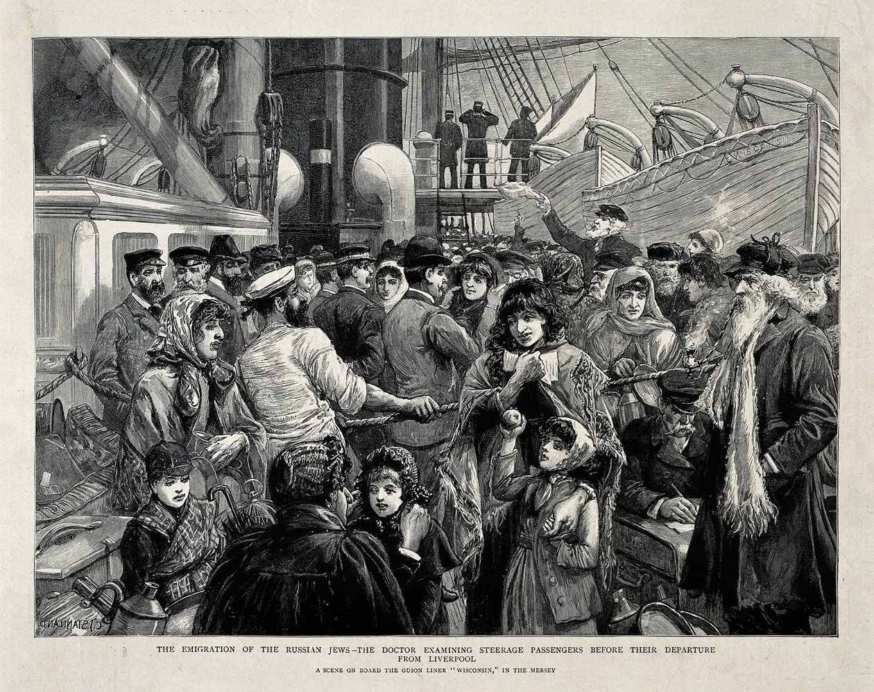 De russiske jødene undersøkt av en lege før emigrasjonen fra Liverpool, 1891 av Charles Joseph Staniland