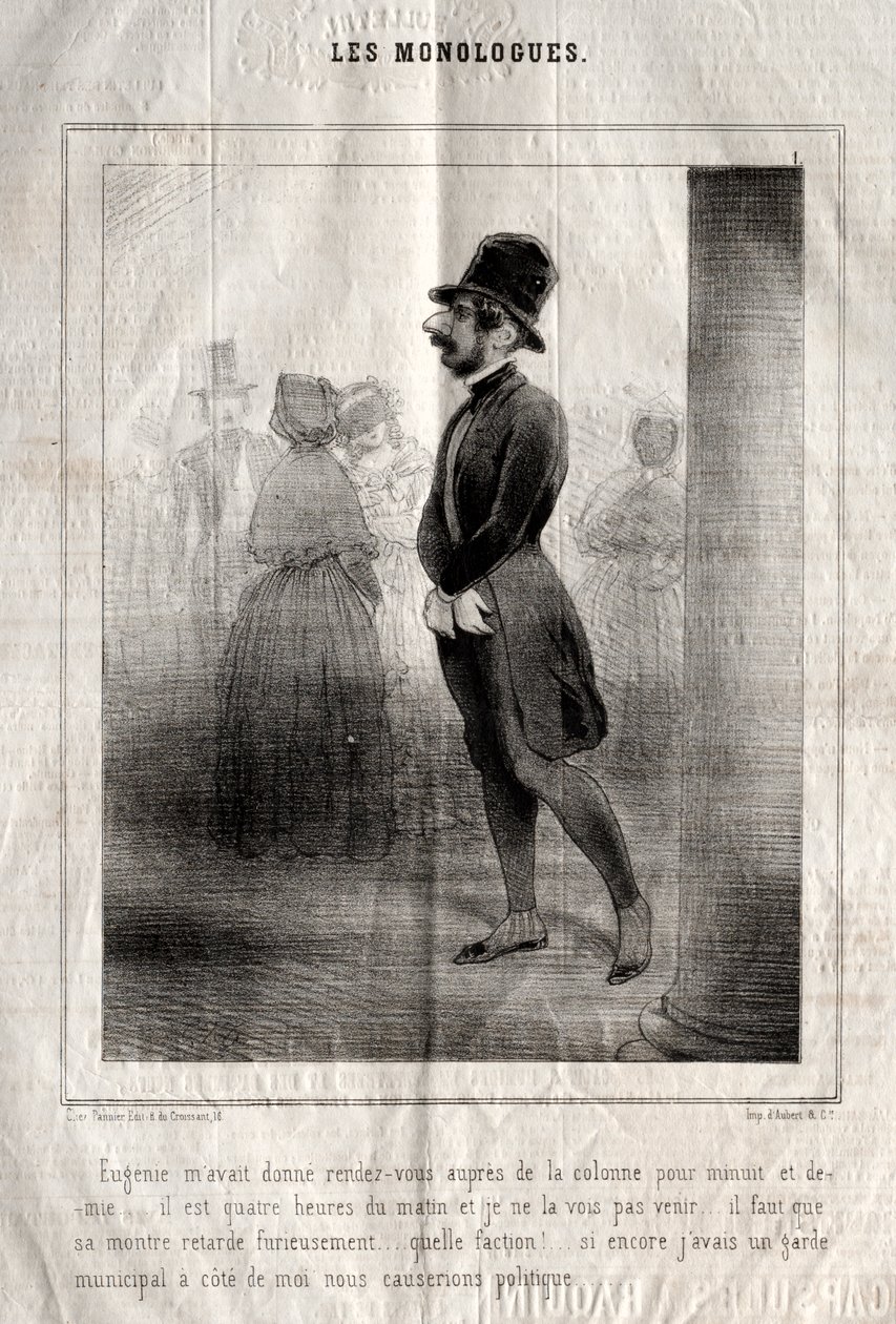 Monologene: Eugénie hadde gitt meg en avtale med kolonnen til halv over midnatt... av Charles Joseph Traviès de Villers