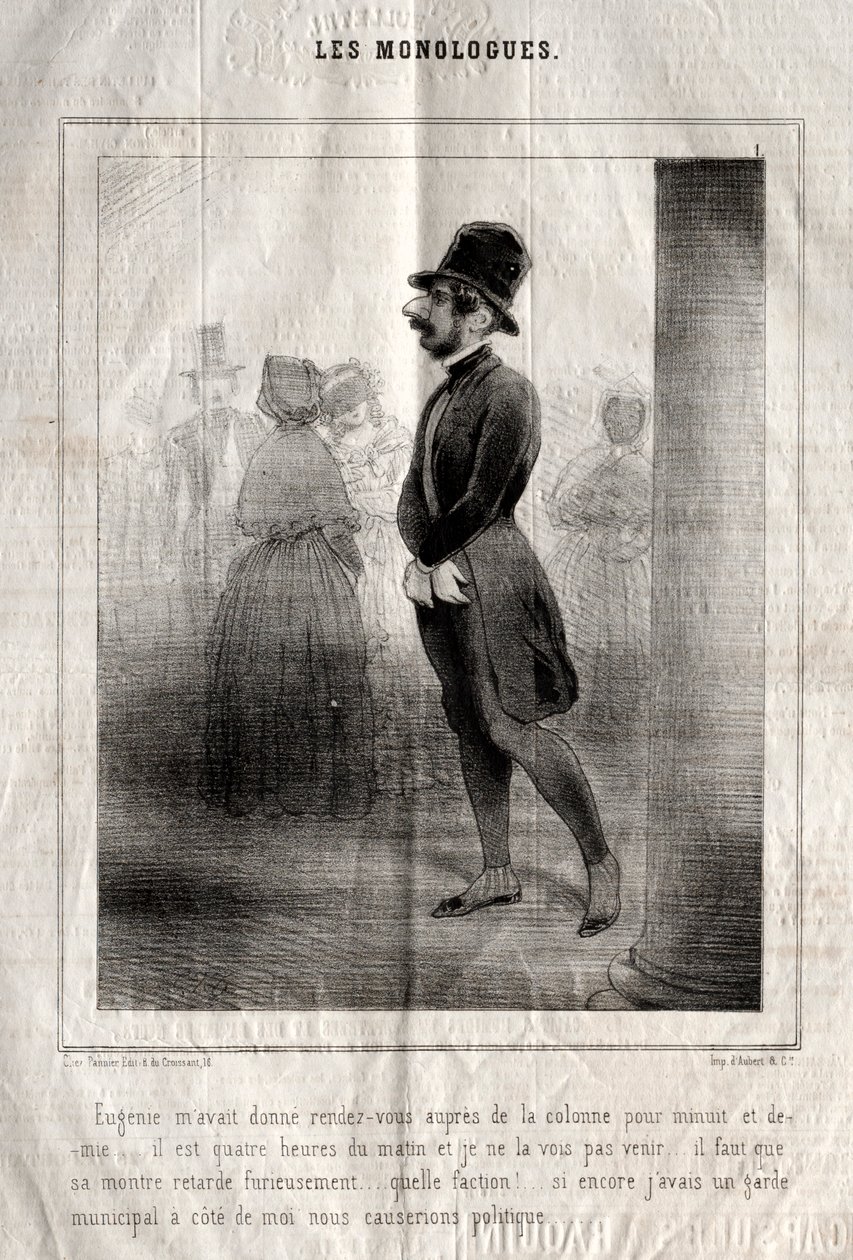 Monologene: Eugénie hadde gitt meg en avtale med spalten til halv over midnatt.... av Charles Joseph Traviès de Villers