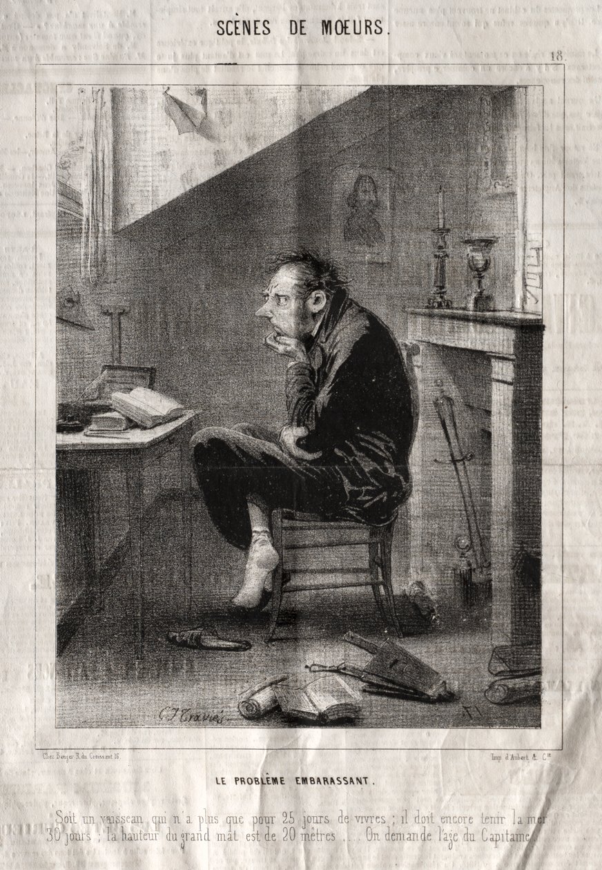 Scener med oppførsel: Det pinlige problemet ... av Charles Joseph Traviès de Villers