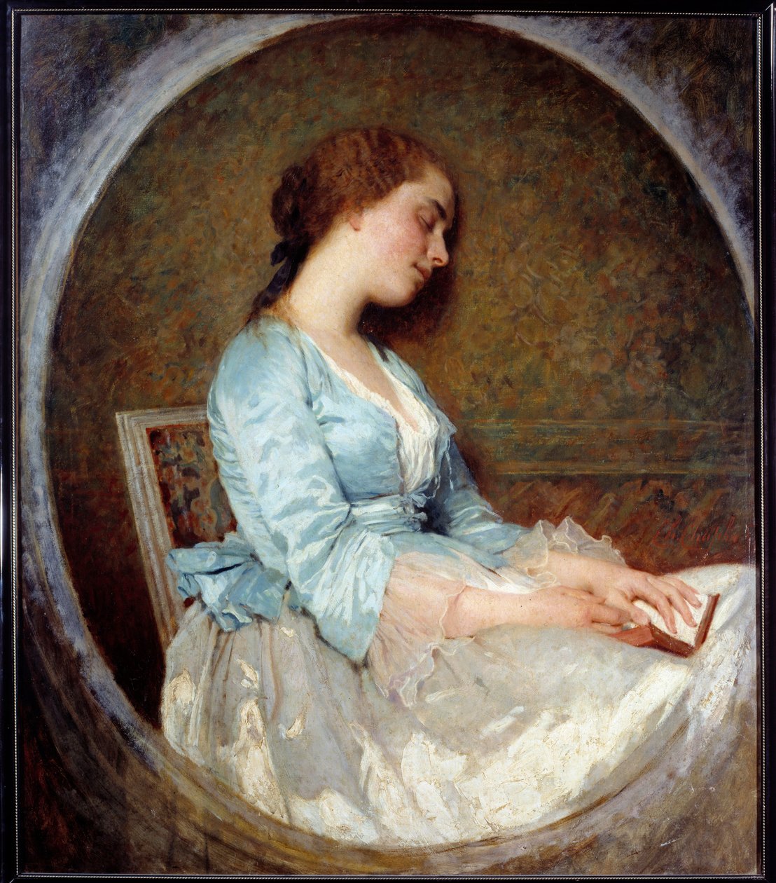 Drømmen Ung kvinne sover på boken sin. Maleri av Charles Chaplin (1825-1891) 1857 Søn. 1,06x0,92 m Marseille, Musee des Beaux Arts av Charles Joshua Chaplin