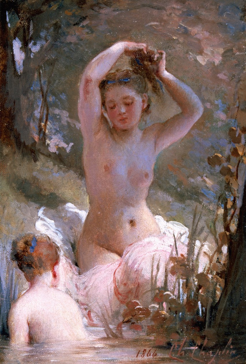 To jenter som bader, 1864 av Charles Joshua Chaplin