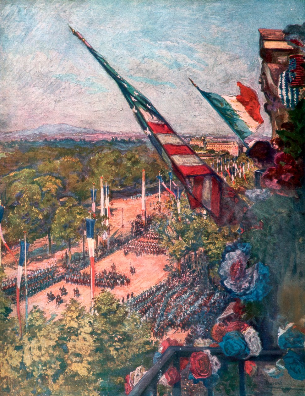 Stor seiersparade, Avenue de la Grand Armee, Paris, Frankrike 14. juli 1919. av Charles Jules Duvent