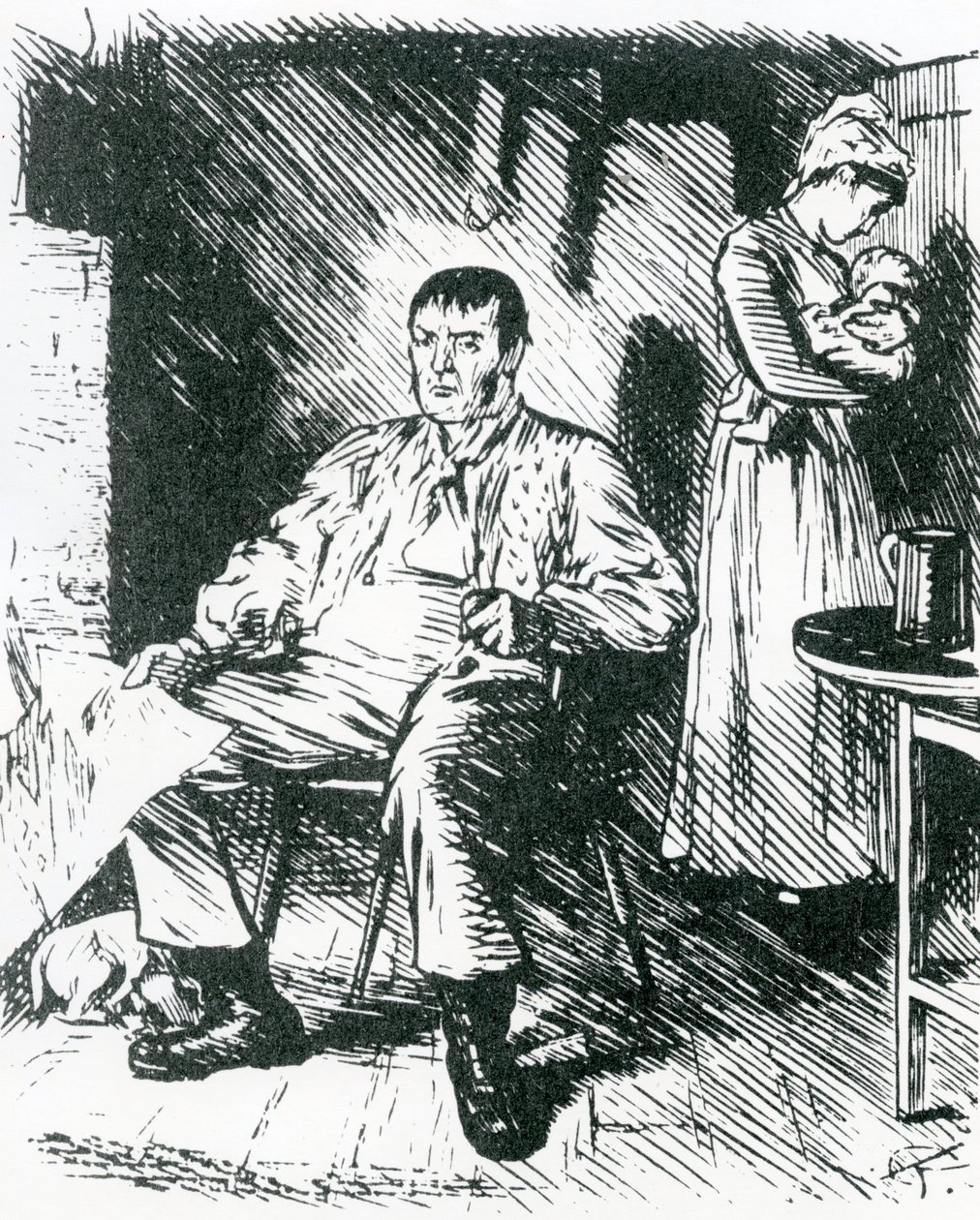 Illustrasjon av «En skikkelig hard koffert» til «Punch», 1875 (gravering) av Charles Keene