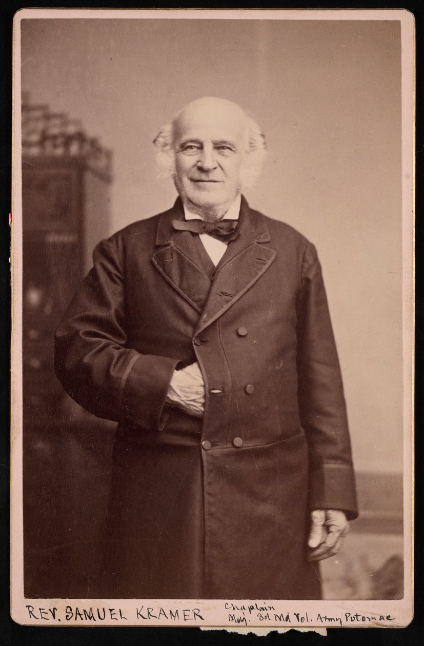 Portrett av pastor Samuel Kramer 1808-1891, før 1891. av Charles L Kempf