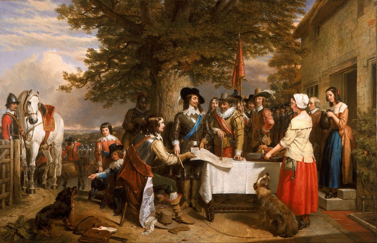Kvelden før slaget ved Edge Hill, 1642, 1845 av Charles Landseer