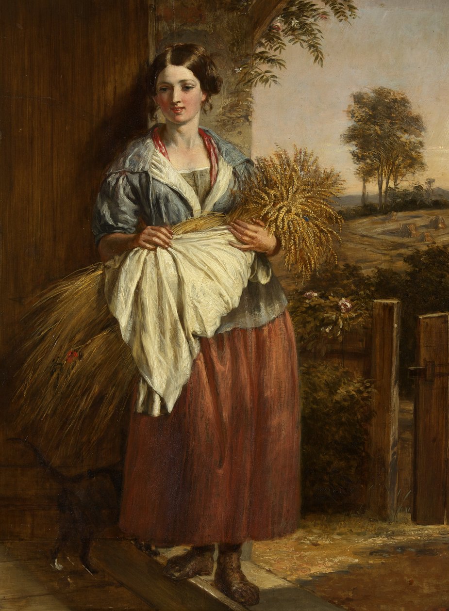 The Gleaner (olje på panel) av Charles Landseer