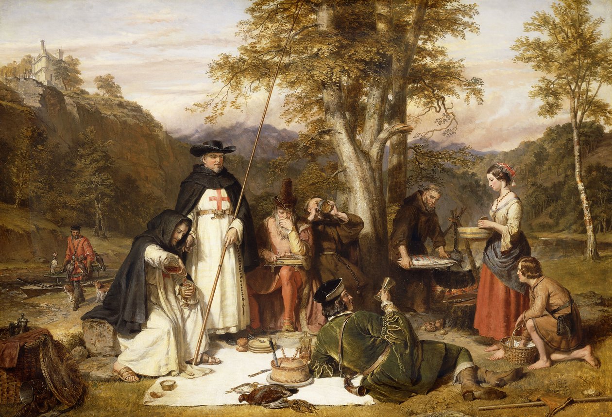 Munkene i Melrose gjorde god kaill på fredager når de fastet, De ville verken ha biff eller øl, Så lenge naboene" holdt på". Se Scropes "Dager og netter med laksefiske", av Charles Landseer