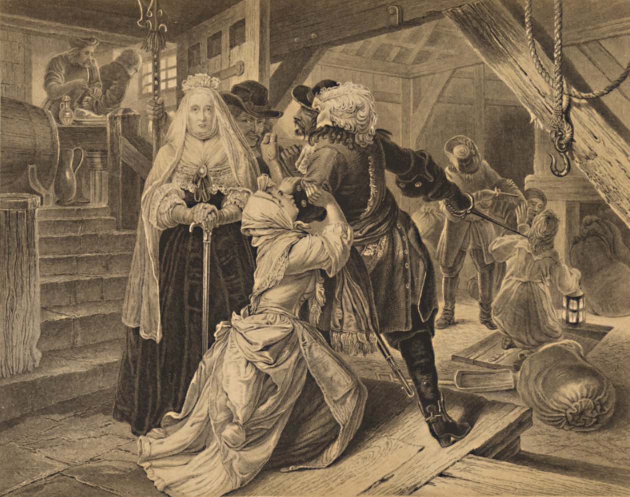 Arrestasjon av Alice Lisle for å ha beskyttet flyktninger fra slaget ved Sedgemoor, 1685, 1886 av Charles Lawrie