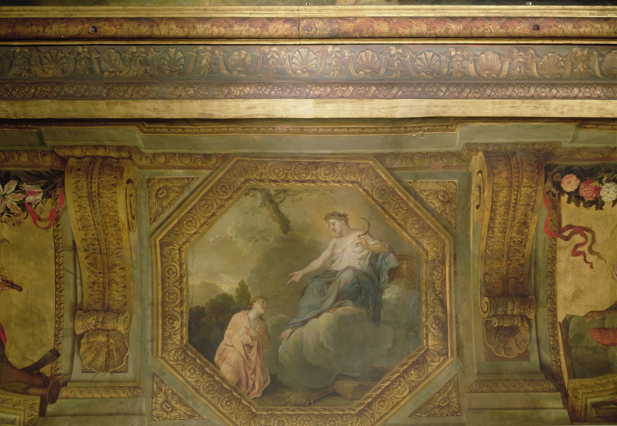 Taket på Hôtel La Rivière detalj av Psyche tigger Ceres, 1653 olje på lerret av Charles Le Brun