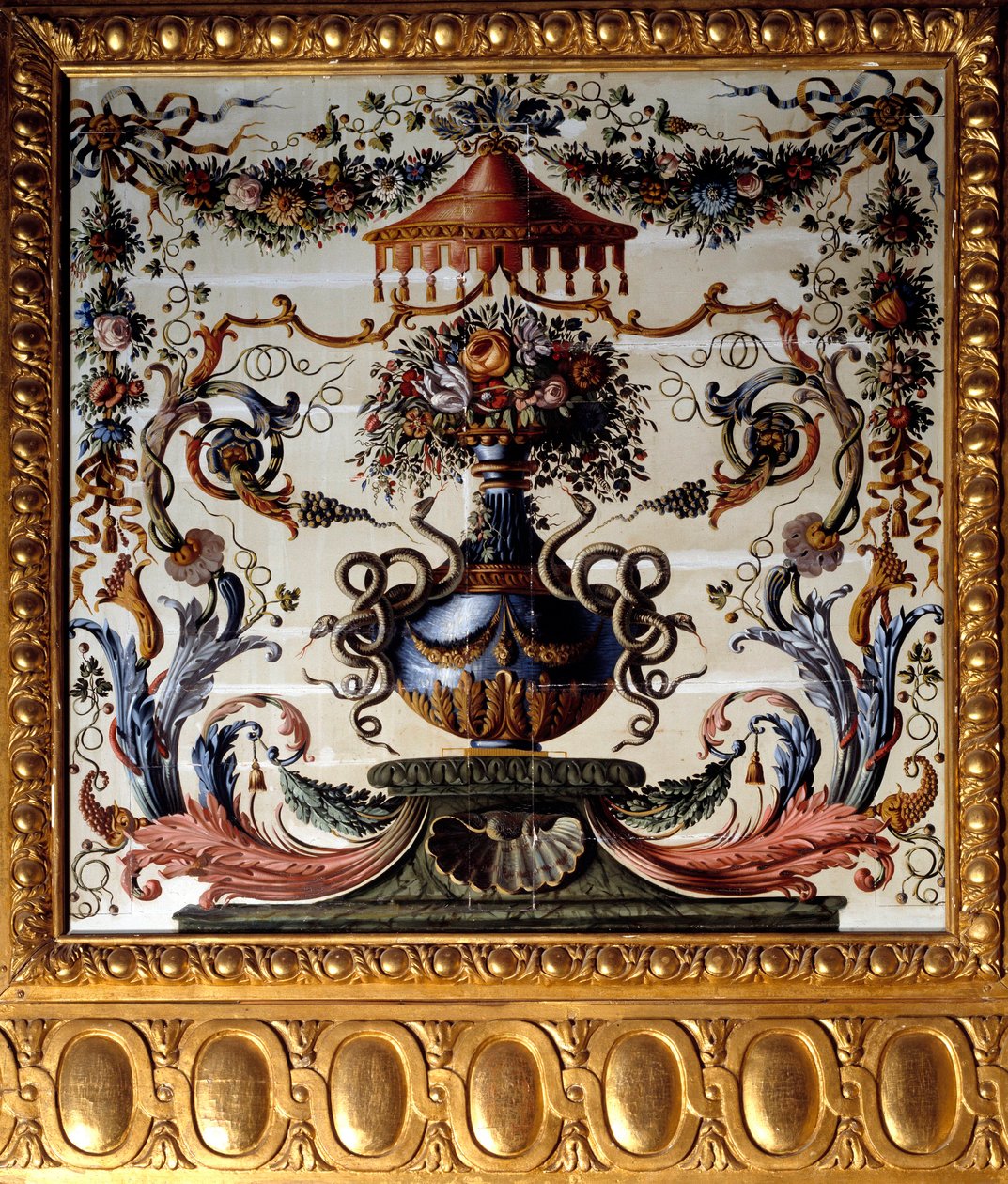 Dekorativt panel av spisestuen til Chateau de Vaux Le Vicomte (Vaux-le-Vicomte). Maleri av Charles Lebrun (Le Brun) (1619-1690) 1656 Chateau de Vaux-le-Vicomte i Seine et Marne. av Charles Le Brun