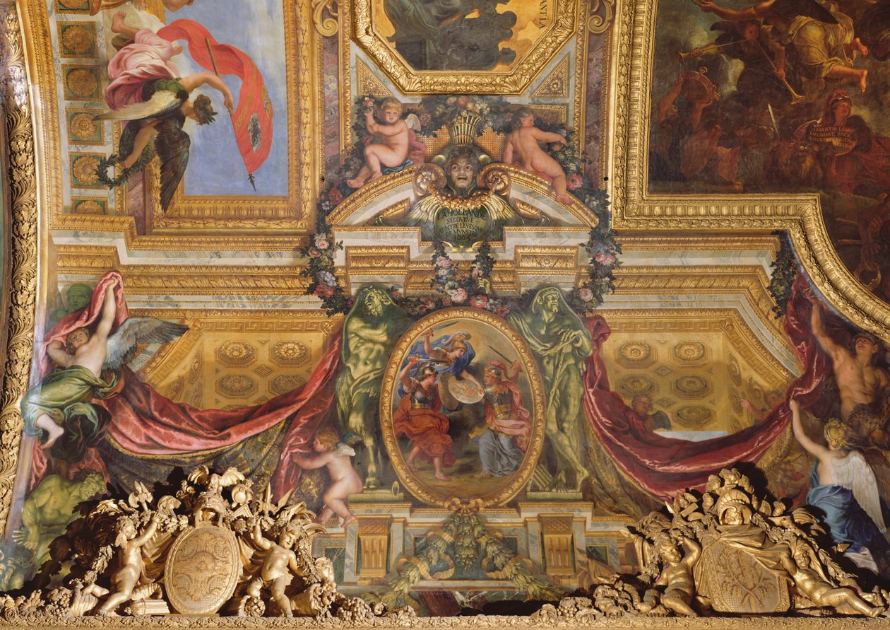 Holland hjelper mot biskopen av Munster, 1665, takmaleri fra Galerie des Glaces av Charles Le Brun