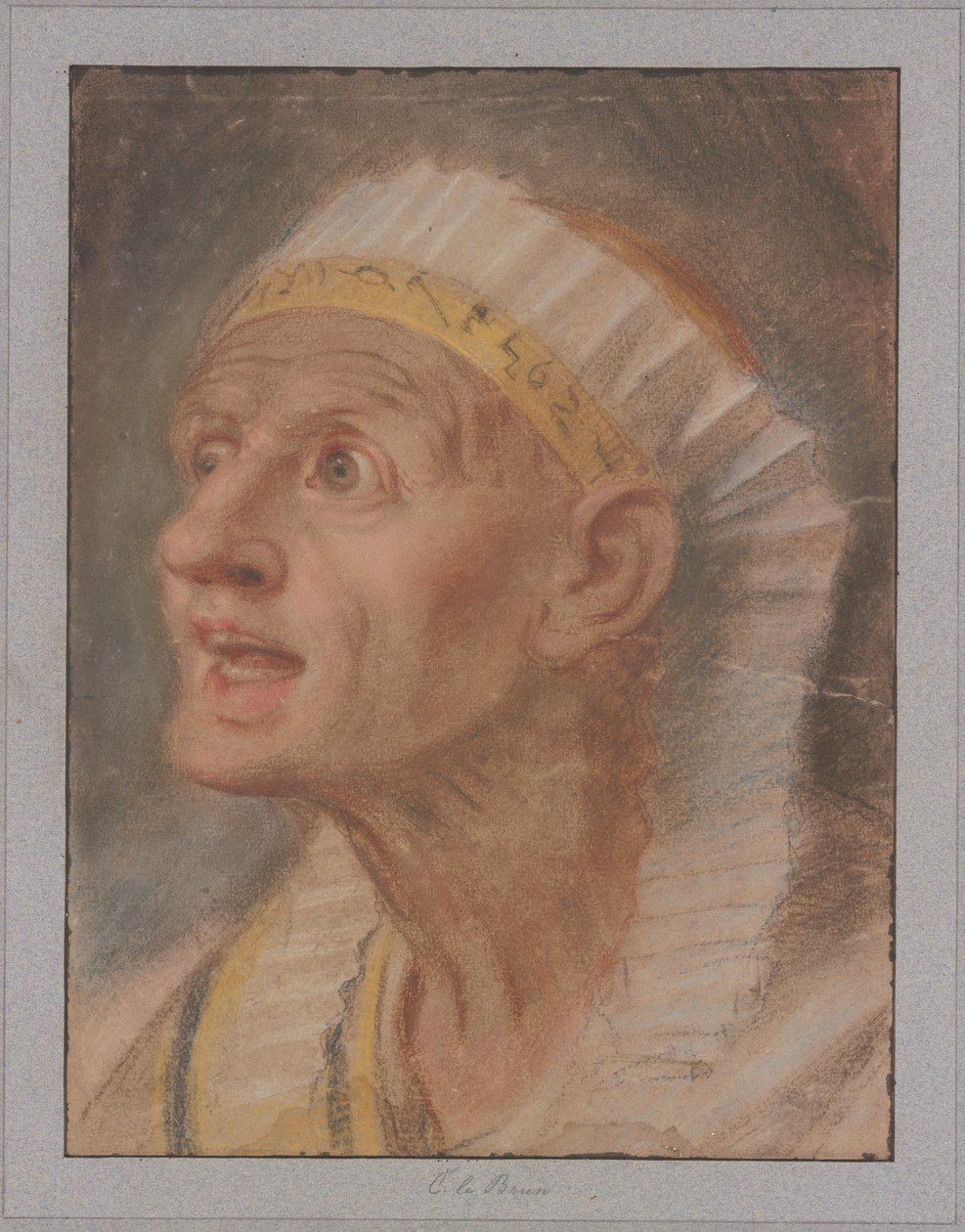 Hode av en dronning med egyptisk hodepryd fra «Dronningene ved Aleksander den stores føtter» av Charles Le Brun