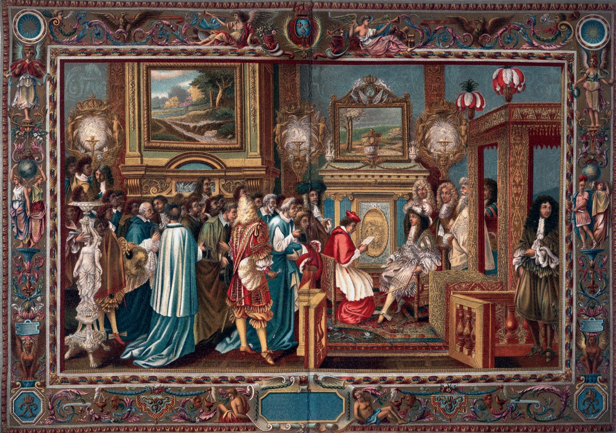 Ludvig XIVs audiens til den pavelige ambassadør Sigismondo Chigi, 29. juli 1664, 1903. av Charles Le Brun