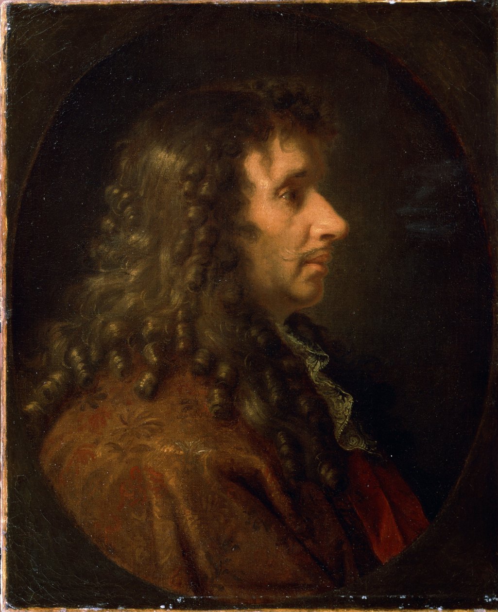 Moliere (Profilportrett av Jean-Baptiste Poquelin (1622-1673). Maleri, ca. 1660. av Charles Le Brun