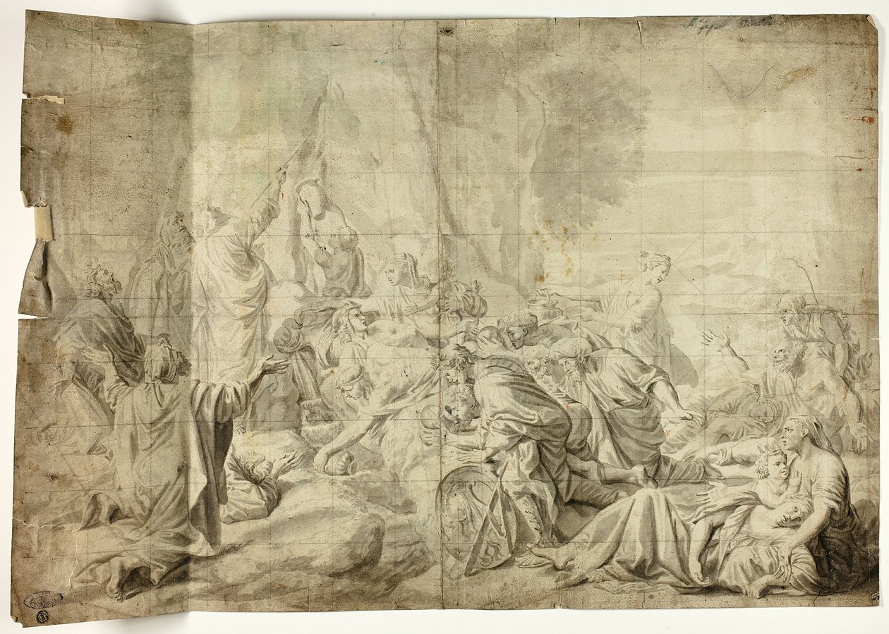 Moses trekker vann fra klippen av Charles Le Brun