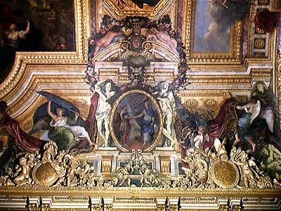 Fornyelsen av alliansen med sveitserne i 1663, takmaleri fra Galerie des Glaces av Charles Le Brun