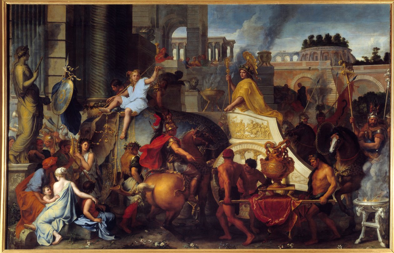 The Triumph of Alexander eller Entree of Alexander the Great in Babylon Maleri av Charles Lebrun (Le Brun) (1619-1690) 1600-tallet Søn. 4,5x7,7 m av Charles Le Brun