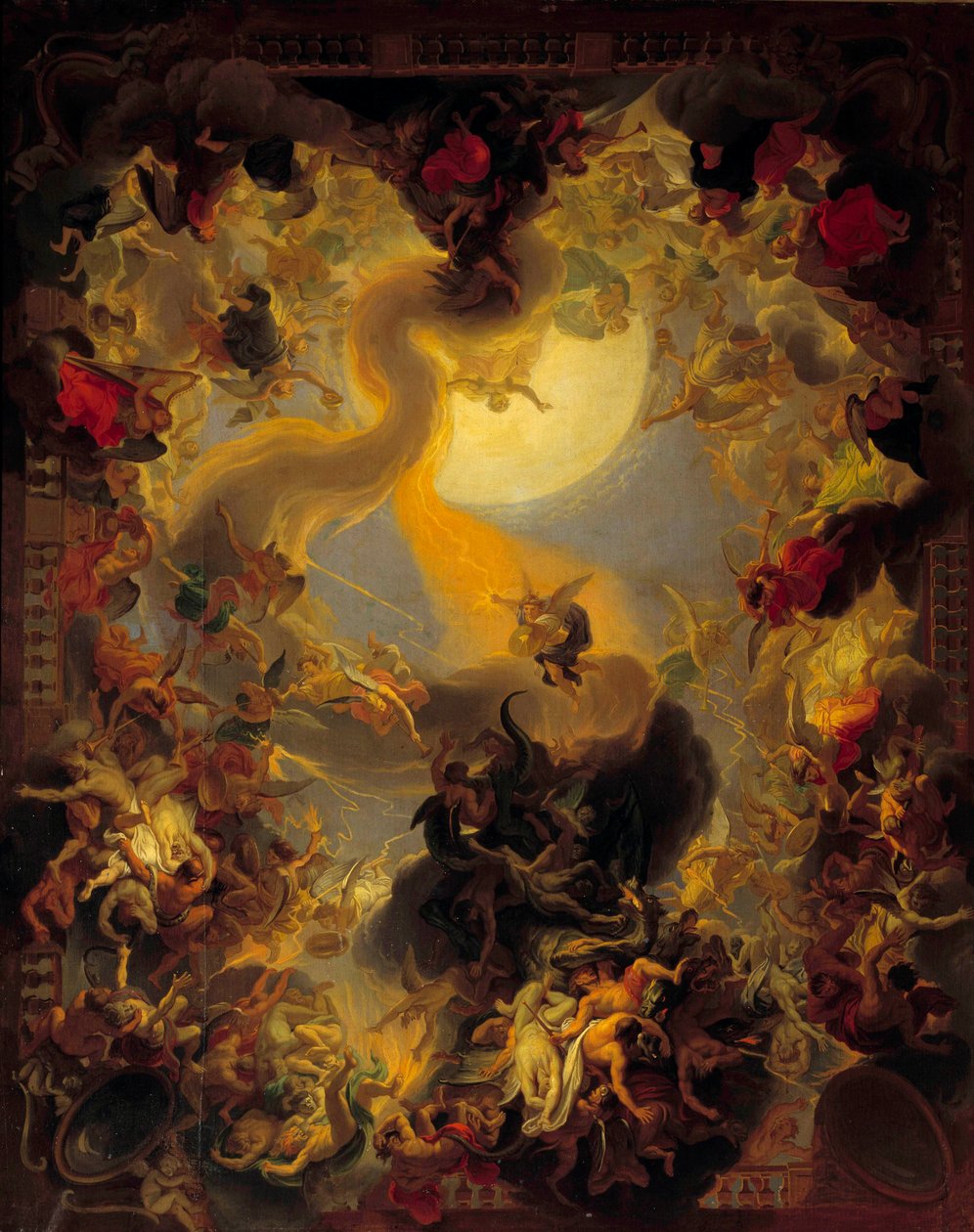 De opprørske englenes fall. Maleri av Charles Lebrun (Le Brun) (1619-1690) av Charles Le Brun