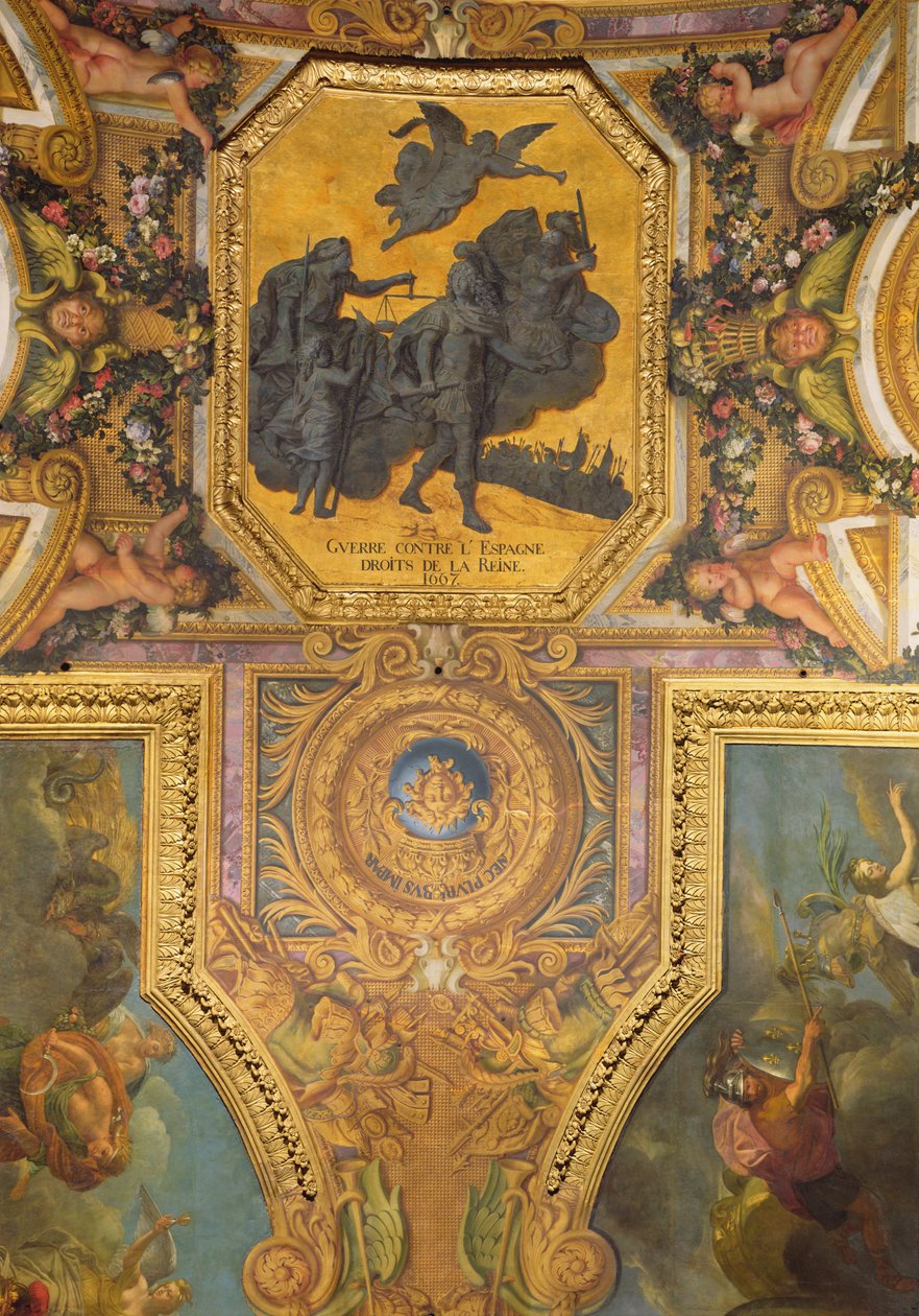 Krig for dronningens rettigheter i 1667, takmaleri fra Galerie des Glaces av Charles Le Brun